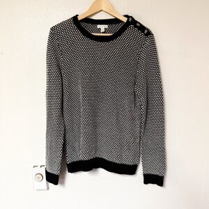 Charter Club Black and White Crew Neck Sweater | Size Large